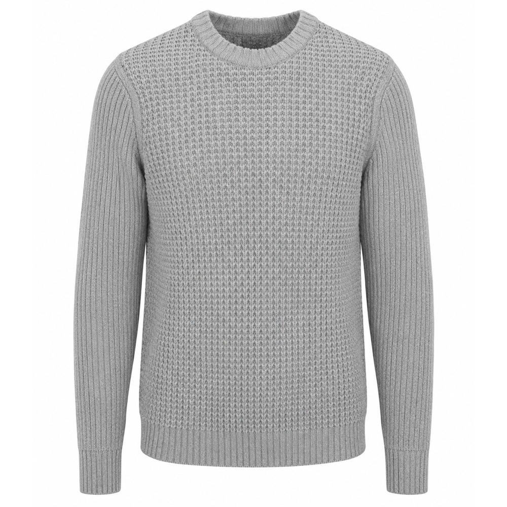 Calibrate Mens Grey‎ Waffle Knit Merino Wool Blend Crewneck Sweater Size M